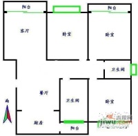 海德公寓3室2厅2卫130㎡户型图