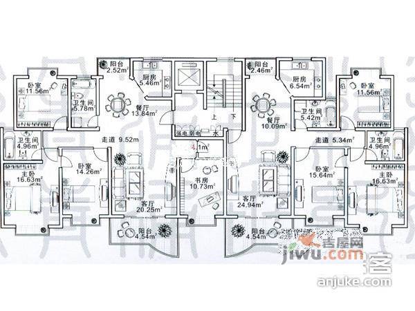 新青浦世纪苑3室2厅2卫138㎡户型图