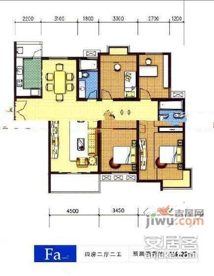 仁恒运杰河滨花园4室2厅2卫161㎡户型图