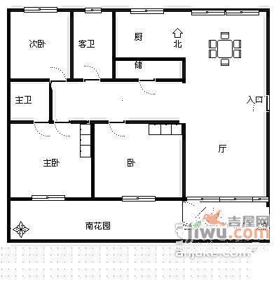 广虹公寓3室2厅2卫143㎡户型图