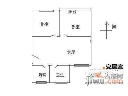 广虹公寓2室2厅1卫93㎡户型图