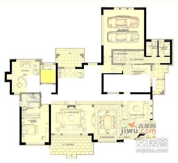 西郊紫郡4室3厅4卫288㎡户型图