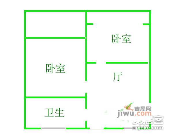 石一小区2室0厅1卫55㎡户型图