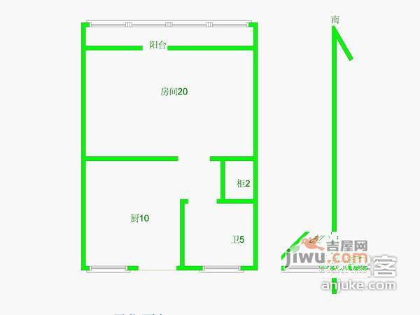 石一小区1室1厅1卫35㎡户型图