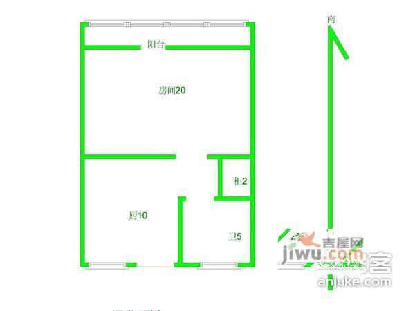 新信仪新村1室1厅1卫45㎡户型图