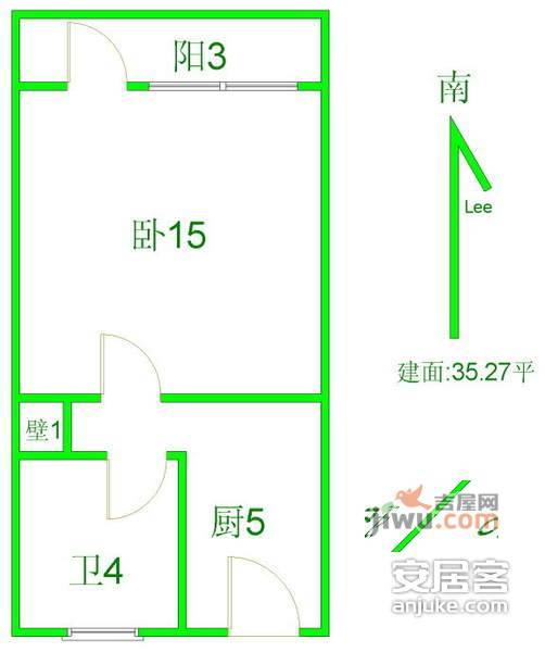 太浜巷1室1厅1卫40㎡户型图