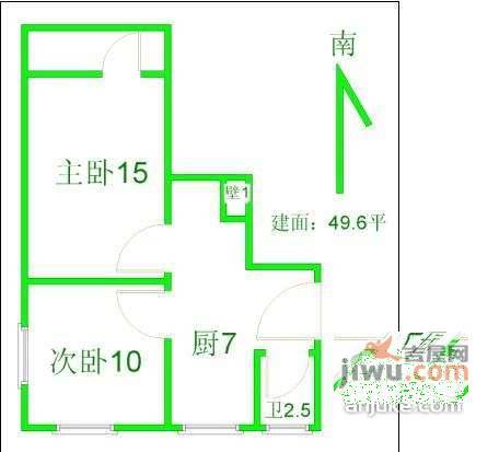 平民后村2室1厅1卫56㎡户型图