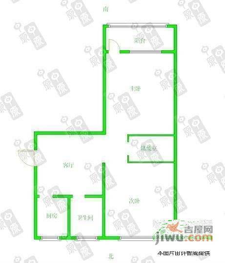 长新小区2室1厅1卫58㎡户型图