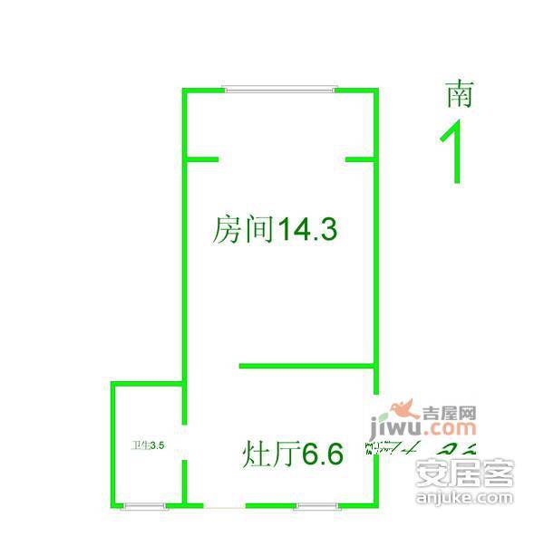 石泉六村1室0厅1卫30㎡户型图