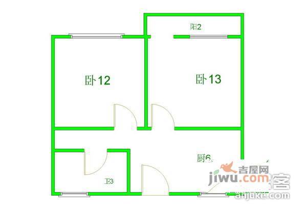 石泉六村2室1厅1卫69㎡户型图