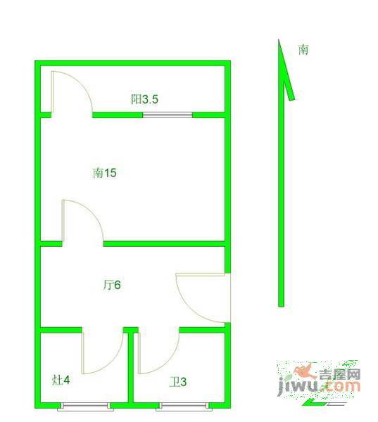 石泉六村1室1厅1卫52㎡户型图