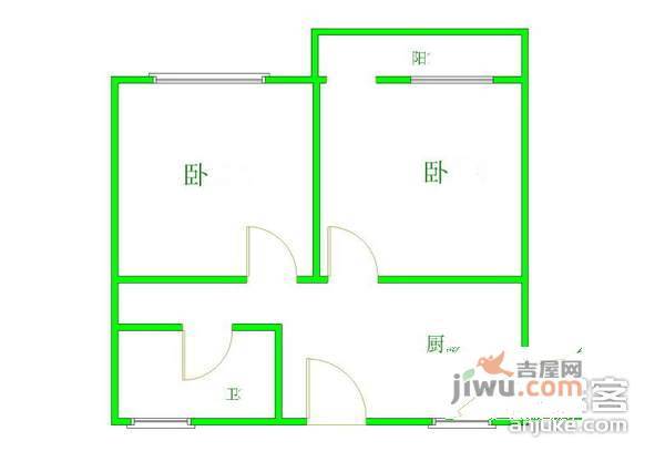 石岚三村2室0厅1卫48㎡户型图