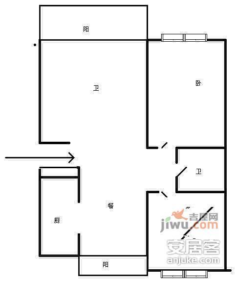 宁泉新苑2室2厅1卫100㎡户型图