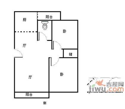 宁泉新苑2室2厅1卫100㎡户型图