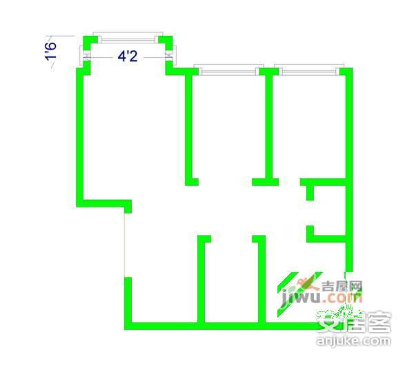 中亚公寓3室1厅1卫126㎡户型图