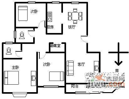 曹杨新苑3室2厅2卫139㎡户型图