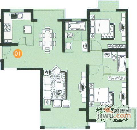 曹杨新苑2室2厅1卫97㎡户型图