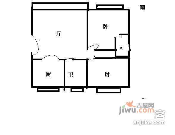 曹杨新苑2室2厅2卫47㎡户型图