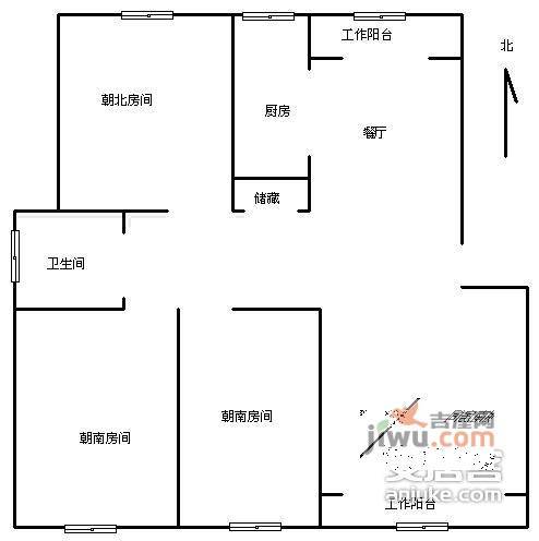 永汇新苑3室2厅1卫97㎡户型图