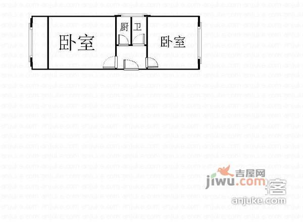 沪太路750弄2室1厅1卫53㎡户型图