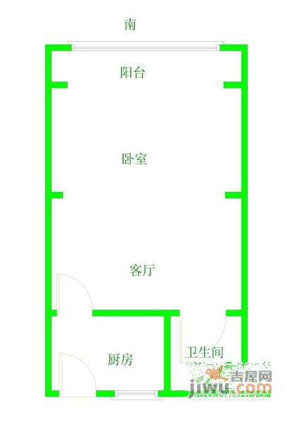 佰隆生活馆1室1厅1卫40㎡户型图