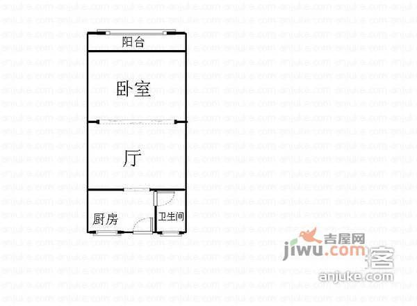 佰隆生活馆1室1厅1卫40㎡户型图