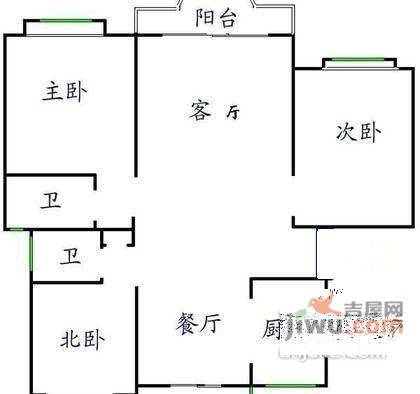 远龙公寓3室2厅2卫150㎡户型图