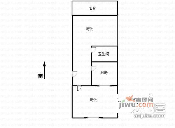 新黄小区2室1厅1卫81㎡户型图