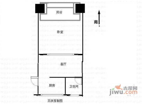 甘泉二村1室1厅1卫38㎡户型图