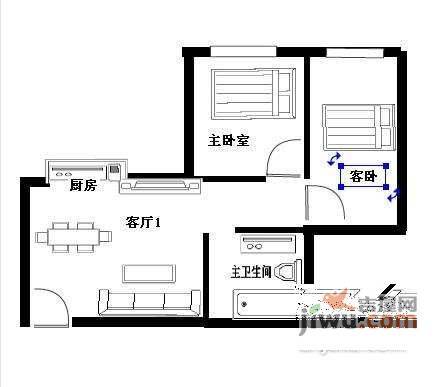 平江盛世家园2室1厅1卫82㎡户型图