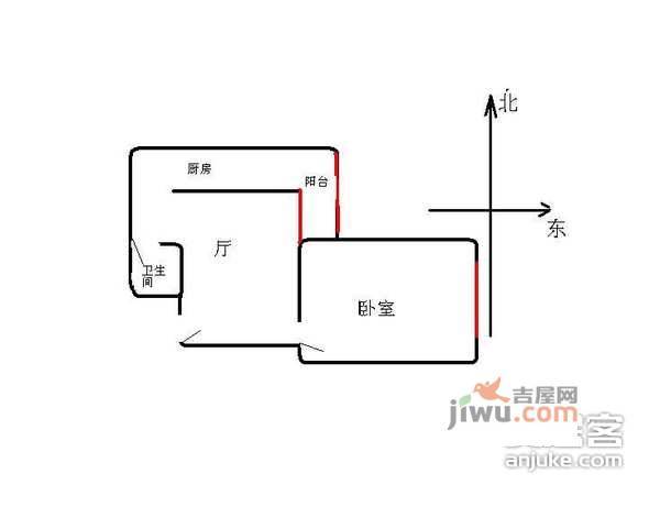 平江盛世家园1室1厅1卫53㎡户型图