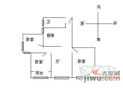 双山小区3室1厅1卫88㎡户型图