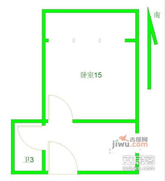 宜川一村1室1厅1卫45㎡户型图