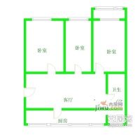灵石小区3室1厅1卫100㎡户型图