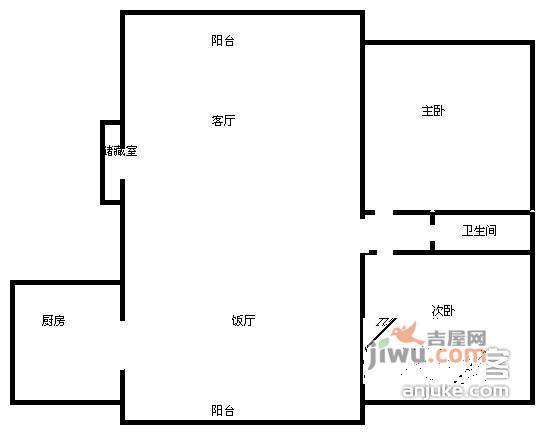 广德苑二期2室2厅1卫112㎡户型图