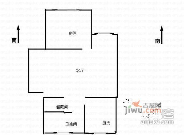 金江家园1室2厅1卫65㎡户型图