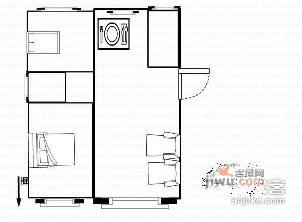 巴黎之春1室2厅1卫86㎡户型图