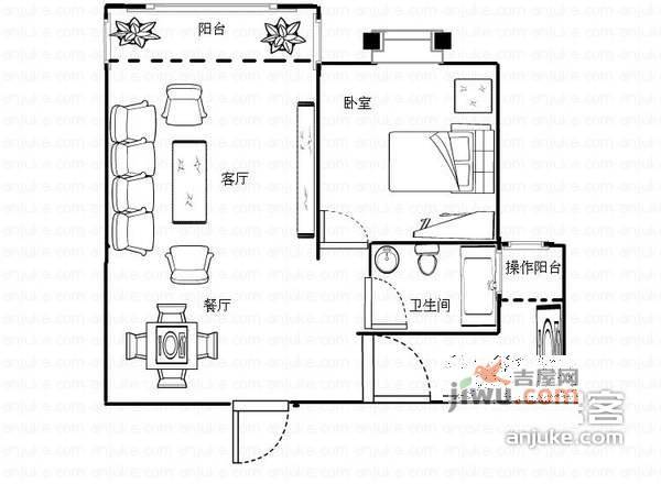 巴黎之春1室2厅1卫86㎡户型图