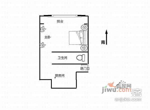 真建一村1室1厅1卫46㎡户型图