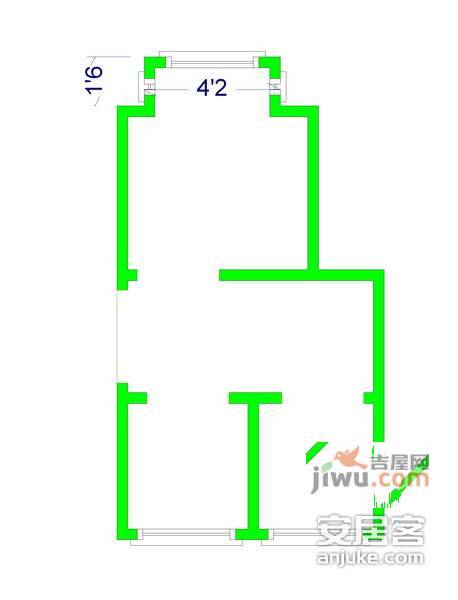 真建一村1室1厅1卫46㎡户型图