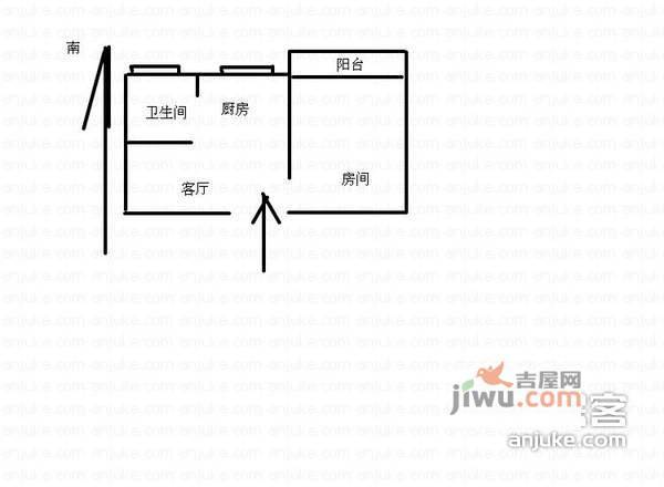 清涧新村第二小区1室1厅1卫48㎡户型图