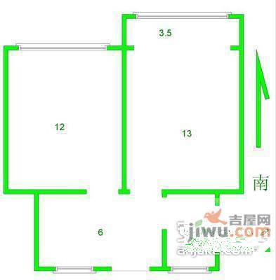 桂杨园2室1厅1卫59㎡户型图