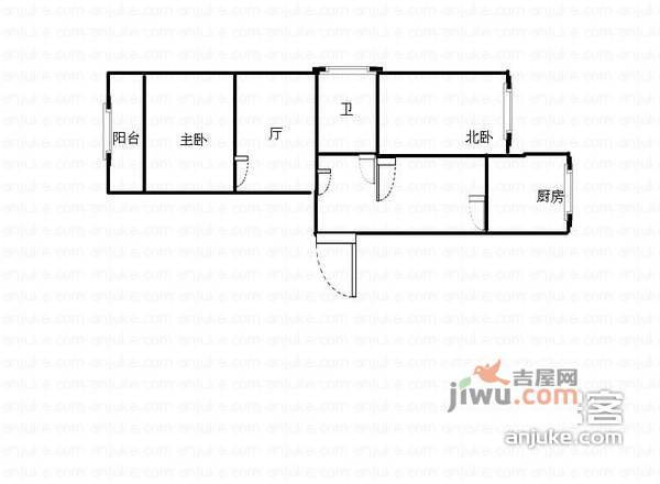 兰花公寓2室1厅1卫82㎡户型图