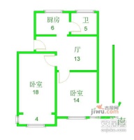 曹杨公寓2室1厅1卫86㎡户型图