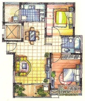 安居瑶成湾花园2室2厅1卫88㎡户型图