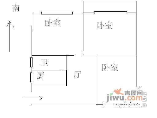 华师大一村3室1厅1卫97㎡户型图