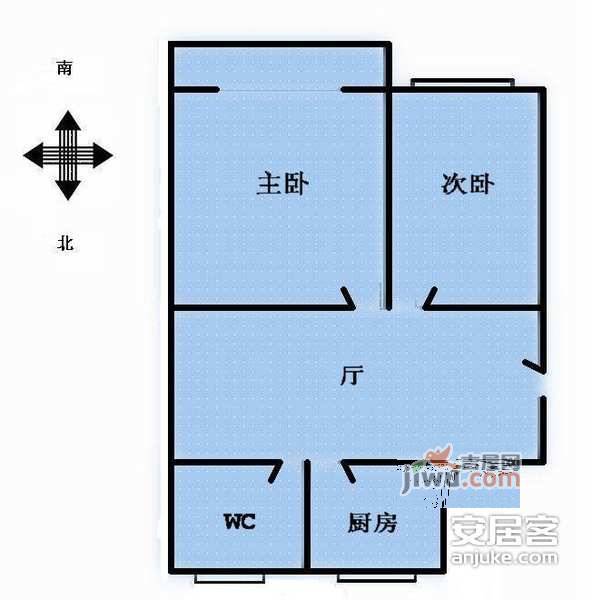 志丹小区2室1厅1卫62㎡户型图