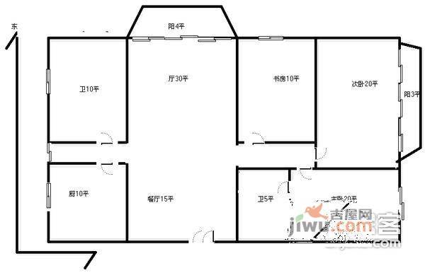 芙蓉花园3室2厅2卫135㎡户型图