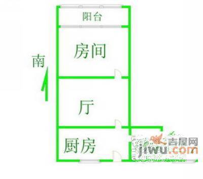 普陀四村1室1厅1卫43㎡户型图