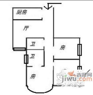 德城大厦3室2厅2卫户型图